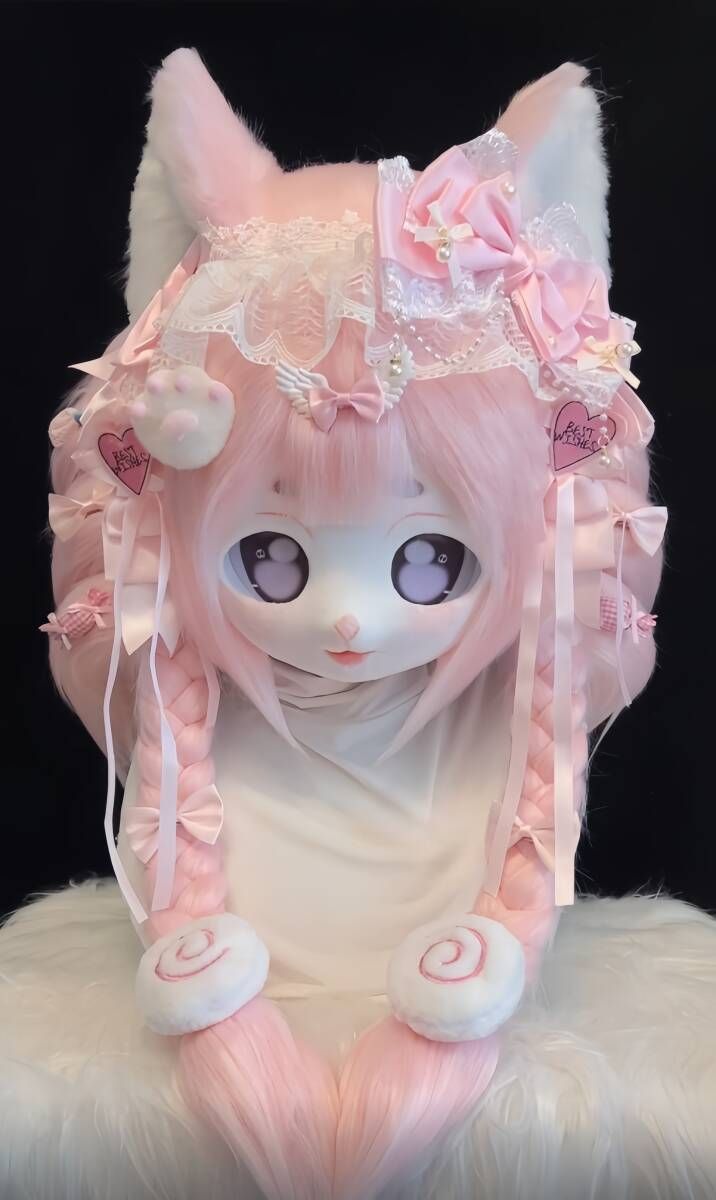 着ぐるみヘッド(ネコ) 着ぐるみヘッド kigurumi NO.128 猫 ピンク 可愛い ファースーツ 全頭