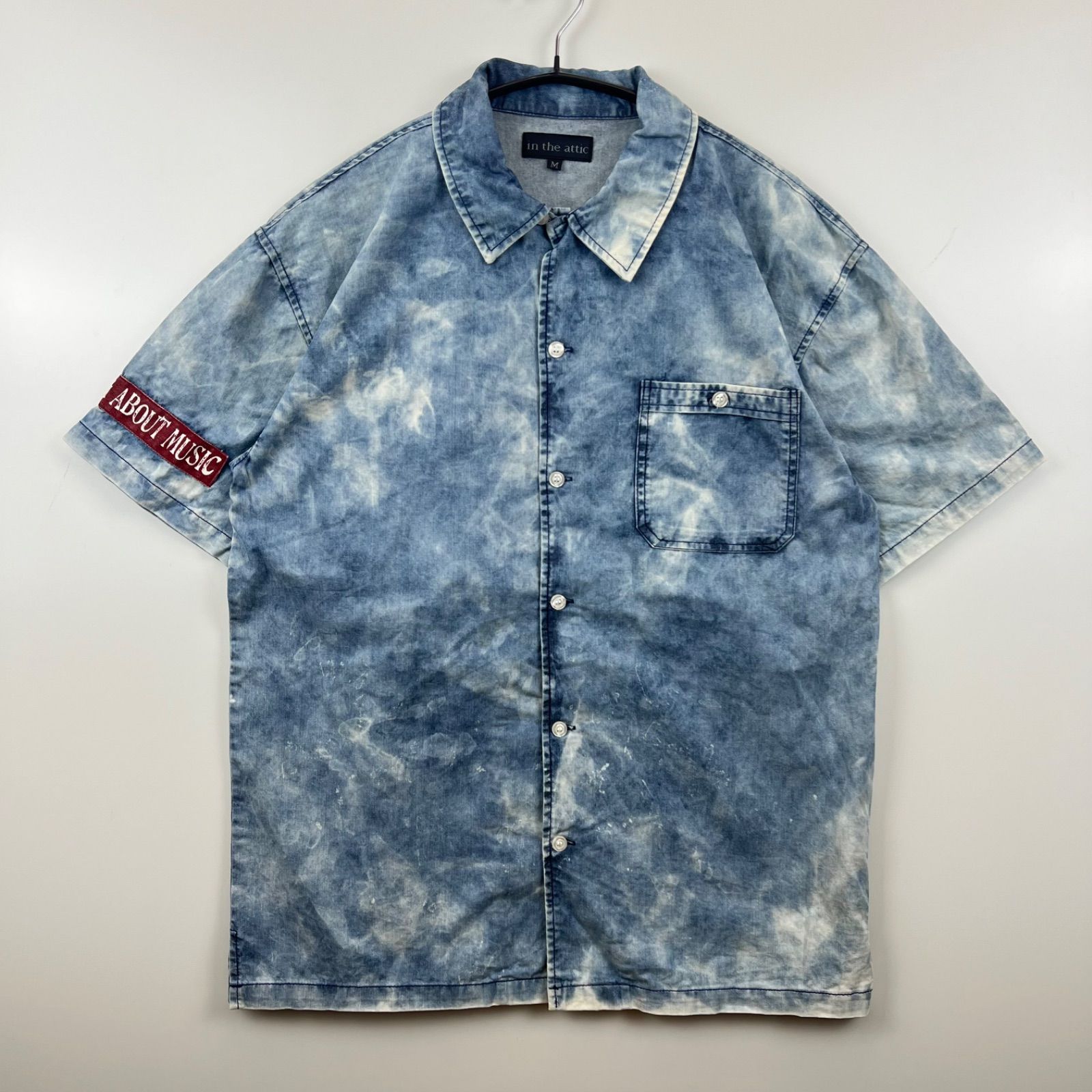 in athe attic grunge back logo bleach S/S shirts M インジ