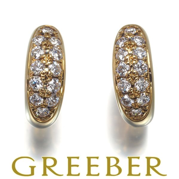 ミキモト ピアス ダイヤ ダイヤモンド パヴェ ハーフフープ K18YG  