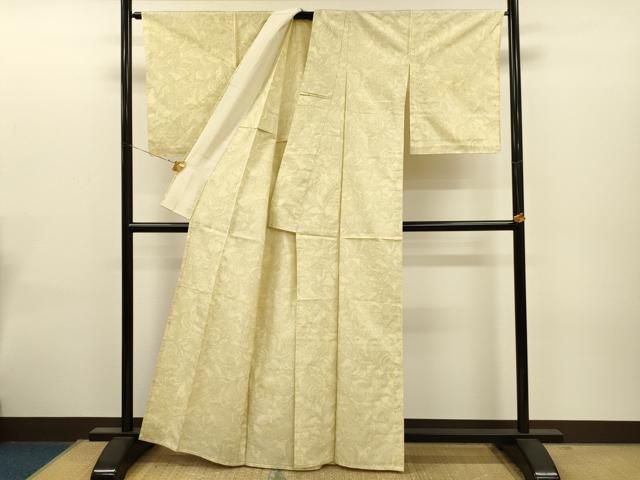 平和屋着物○上質な紬 色無地 白茶色 正絹 逸品 未使用 BAAT0922yc