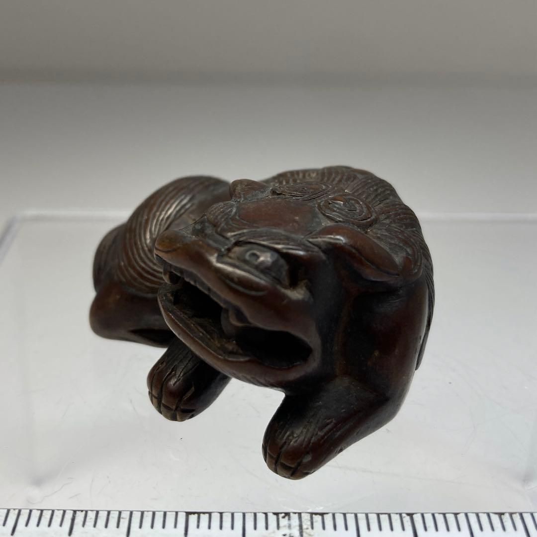  江戸時代 木彫獅子 上手根付 14 g 本Y 6-0226 トトコ アンティーク雑貨 美術品 アンティーク コレクション