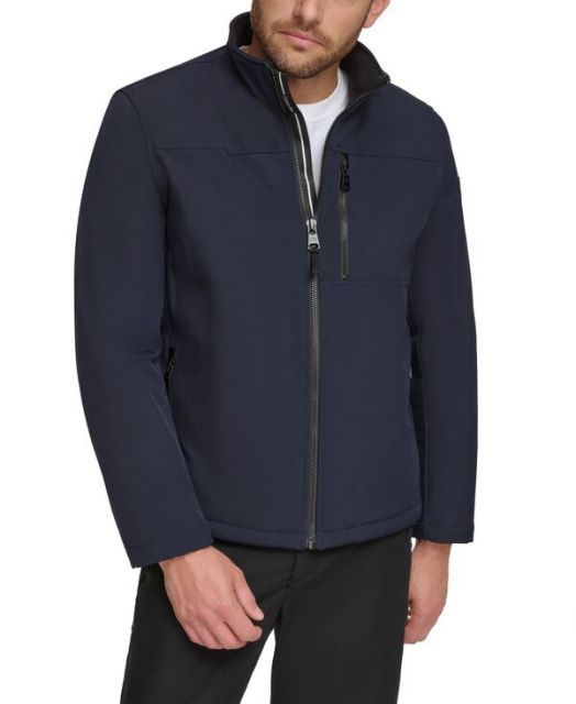 【送料無料】 カルバンクライン メンズ ジャケット・ブルゾン アウター Men's Sherpa Lined Classic Soft Shell Jacket True Navy