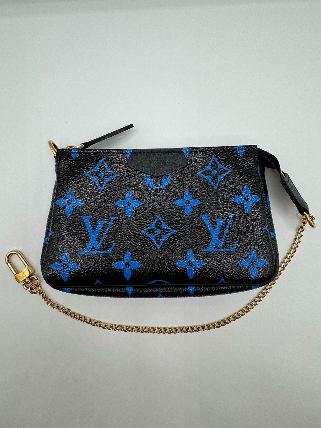 ルイヴィトン(LOUIS VITTON) ミニ ポシェット アクセソワール M67237 黒/ブルー モノグラム ゴールド金具 未使用 レディース ハンドバッグ ポーチ