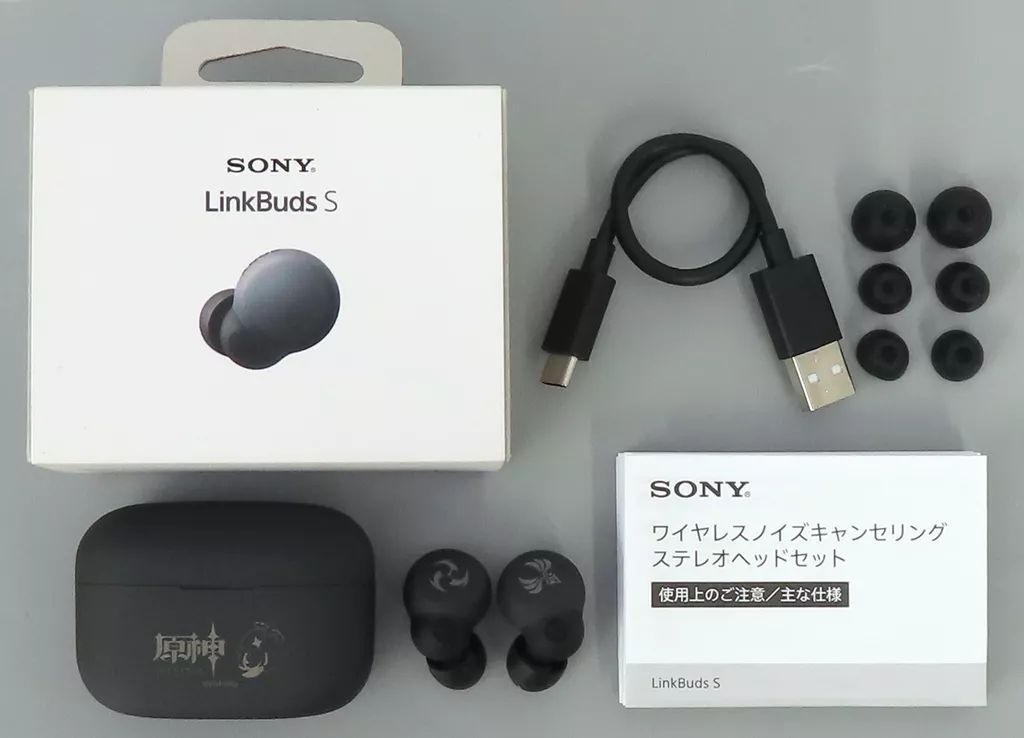 ヘッドフォン 元素マーク 右 雷元素 左 風元素 ワイヤレスノイズキャンセリングステレオヘッドセット 原神 コラボレーションモデル WF-LS900N GI ブラック 原神×Sony 受注生産