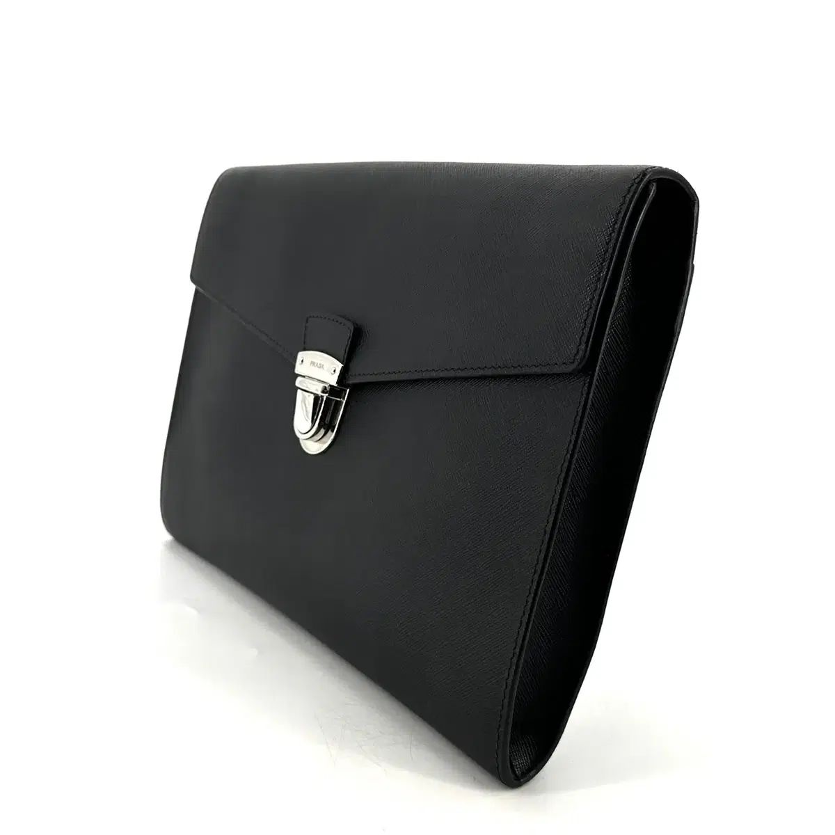 ［未使用］現行　プラダ　スモール サフィアーノレザーポーチ　クラッチバッグ PRADA プラダ サフィアーノ レザー クラッチバッグ グレー 美品 PRADA