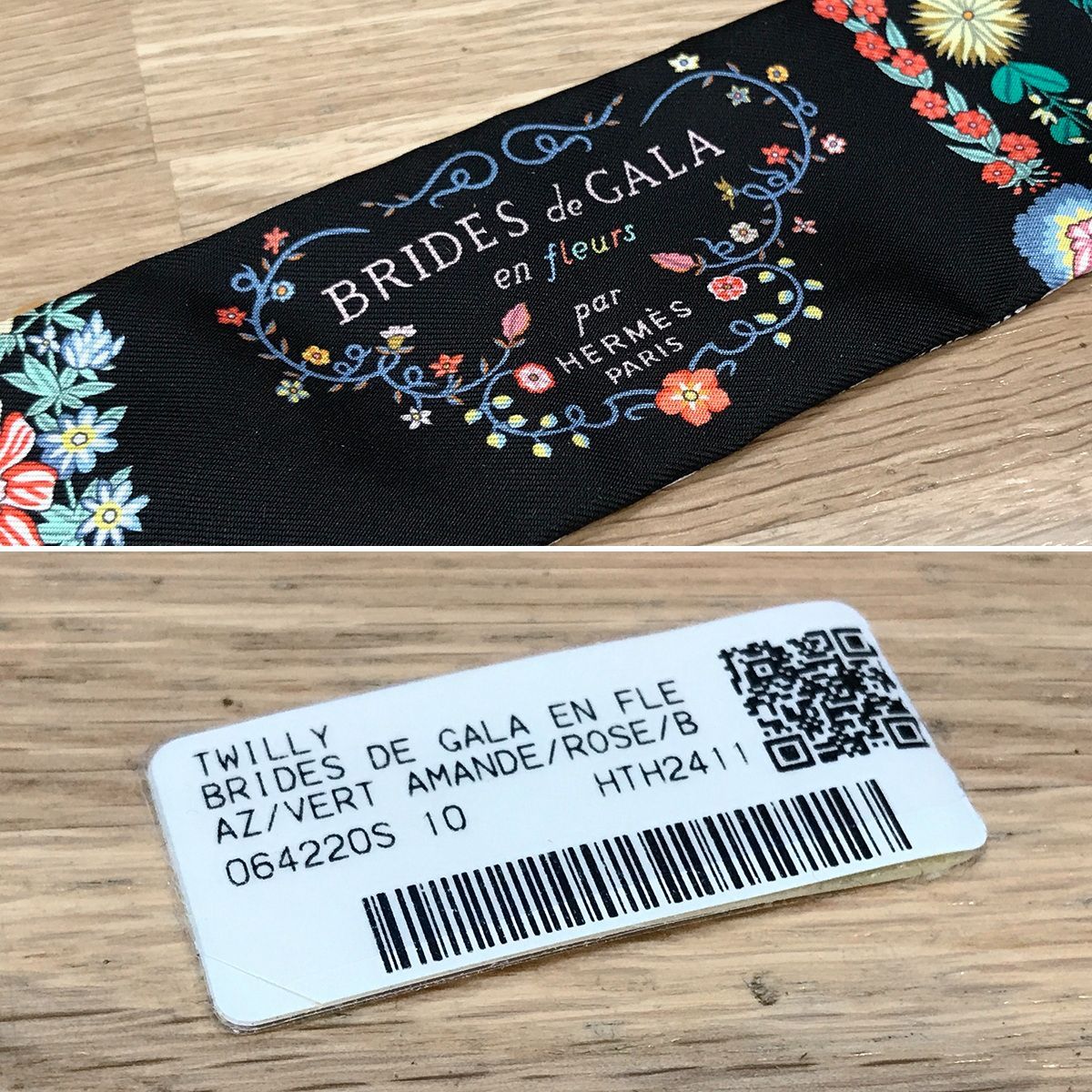 エルメス　ツイリー　花柄　ヴェールアマンド　ローズ　白　ブリッドドゥガラ　新品 ツイリー ブリッド・ドゥ・ガラ・アン・フルール&アイライナー