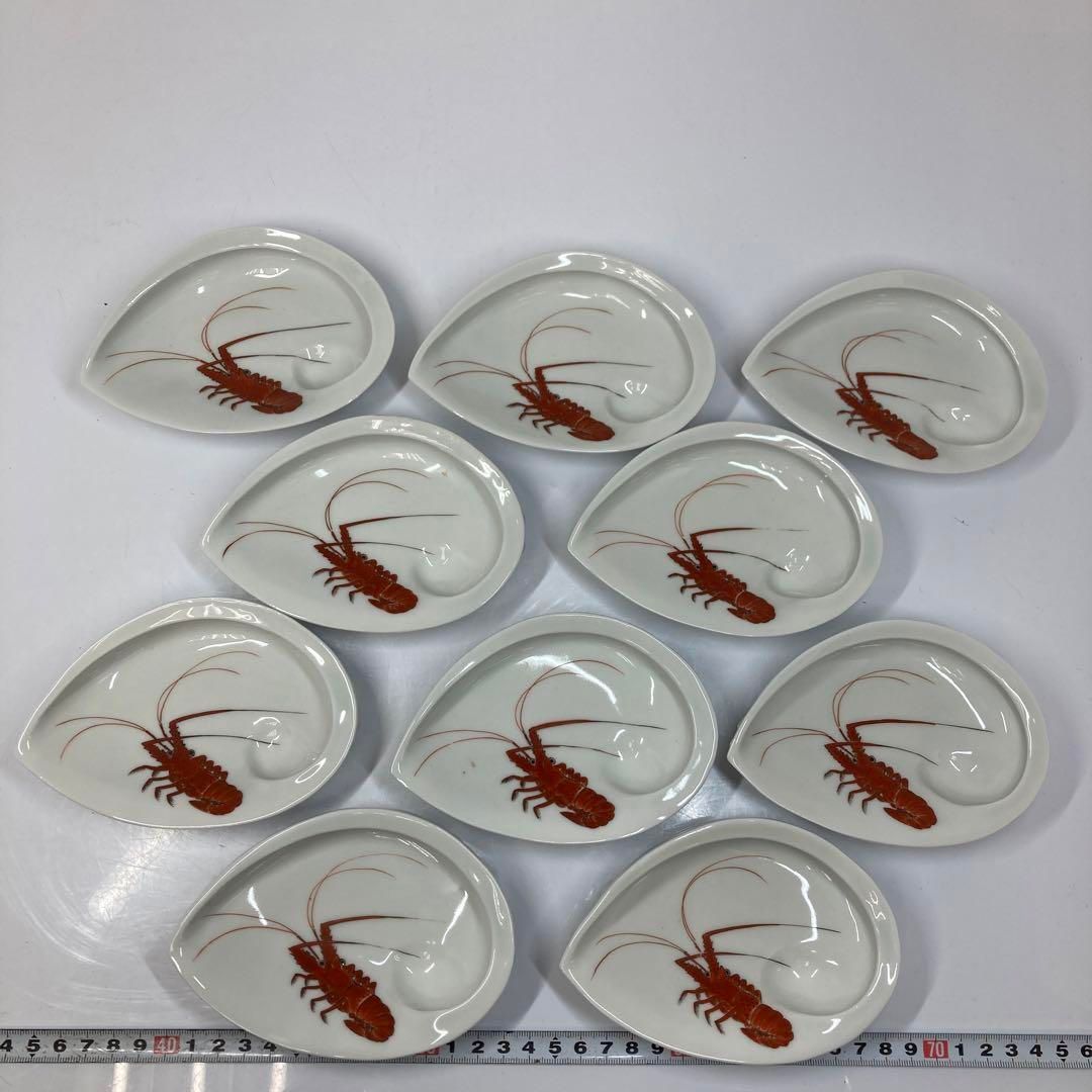 酒井田柿右衛門 ライン 鮑形向付10客 直径13cm 東H5-1030 2F