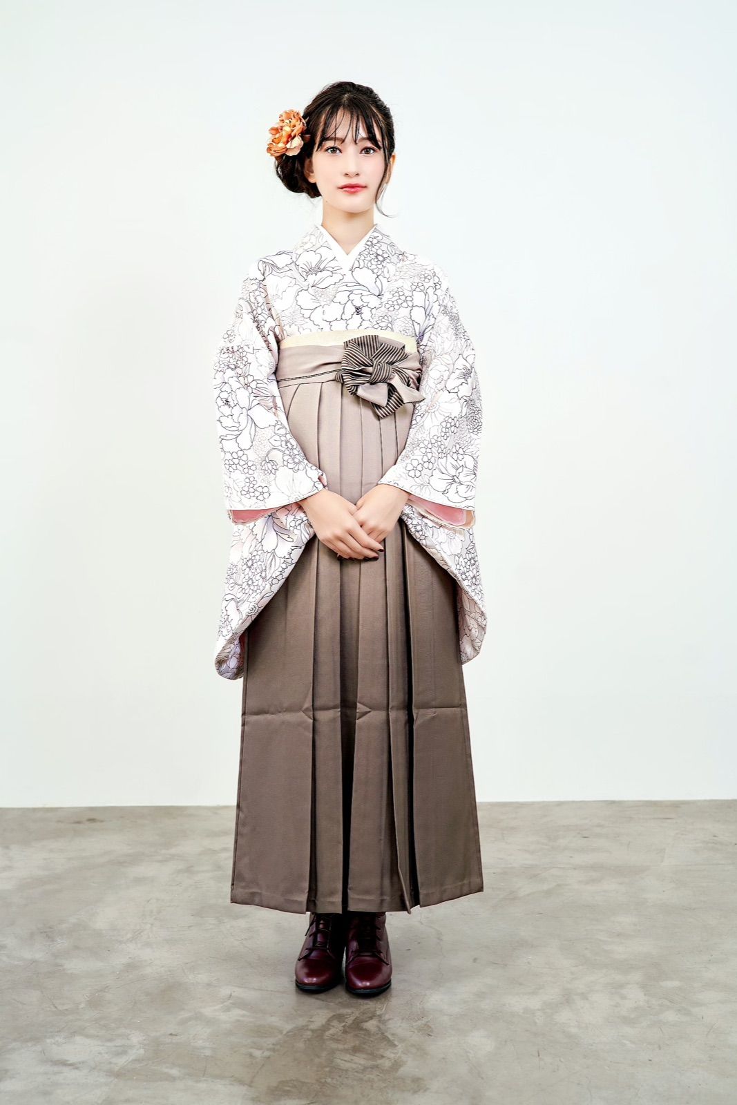 着物ジェンヌ 卒業式袴 袴3点セット グレージュ 袴 卒業式 二尺袖 着物