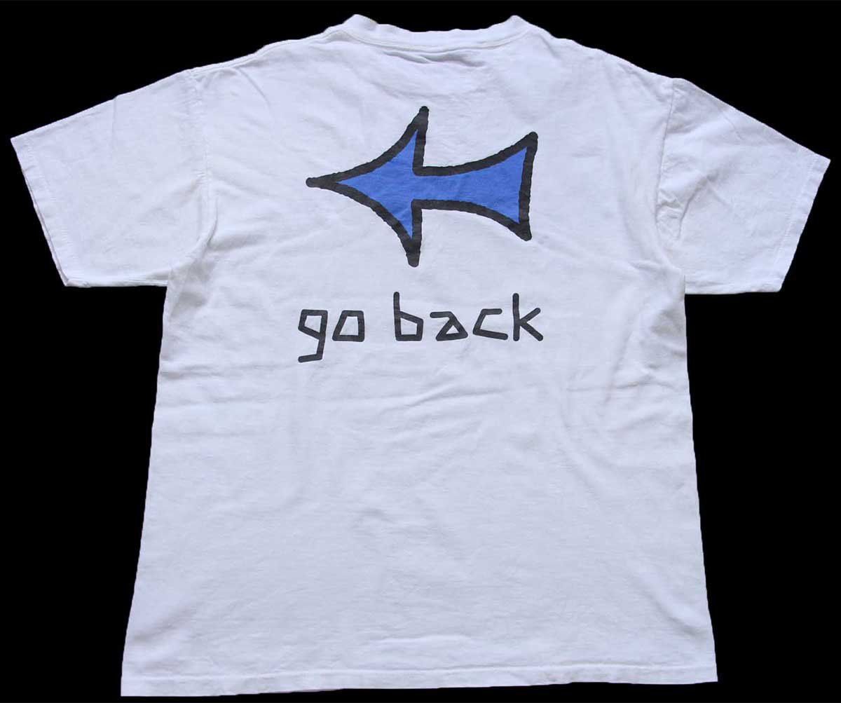 XLARGE オールド グラフィック ロゴ プリント Tシャツ 送料込 90s Virtual Emporium, inc. ロゴ go back 矢印 両面プリント