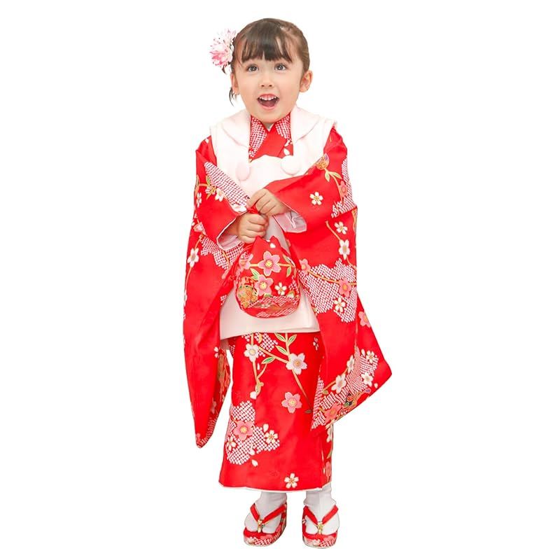 ちっち 7歳向け・化繊・お着物のセット 七五三 着物 7歳 フルセット