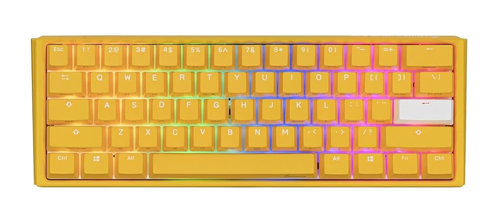 Ducky Yellow One 3 Mini 60 Hotswap RGB ダブルショット PBT Quack メカニカルキーボード Cherry MX サイレントレッド