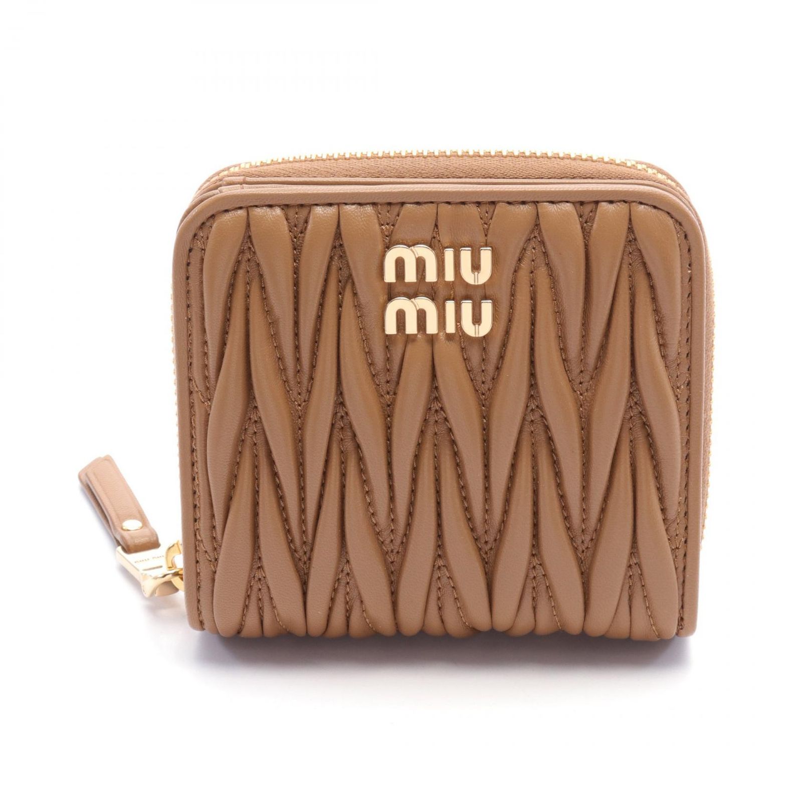 ミュウ ミュウ Miu Miu 二つ折り財布 MATELASSE 1 マテラッセ 5ML5222FPPF098L キャメル レザー 二つ折財布 レディース