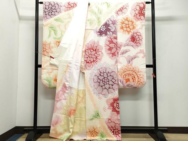 平和屋着物●名門　藤娘きぬたや・総絞り　振袖　舞花文　正絹　逸品　CAAY2899vf 平和屋着物○名門 藤娘きぬたや・総絞り 振袖 舞花文 正絹