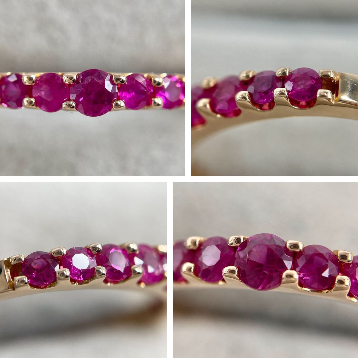 K18PG 天然ルビー 0.60ct ハーフエタニティリング - メルカリ 