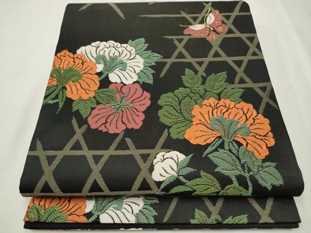 平和屋着物●西陣 川島織物 六通柄袋帯 籠目花蝶文 金糸 CAAR7774hy