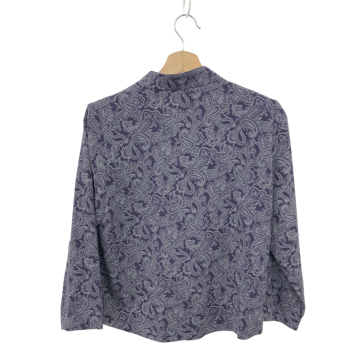 ヒトシタムラ 詩仙堂 デニム柄 転写プリント フリル ちりめん ジャケット ヒトシタムラ 詩仙堂 デニム柄 転写プリント フリル ちりめん