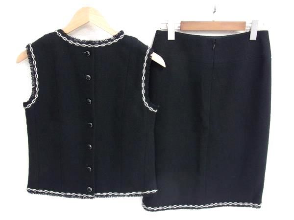 CHANEL シャネル 04A P24652V15066 ココマーク ウール セットアップ ベスト スカート 36 洋服 レディース ブラック系 FK3589