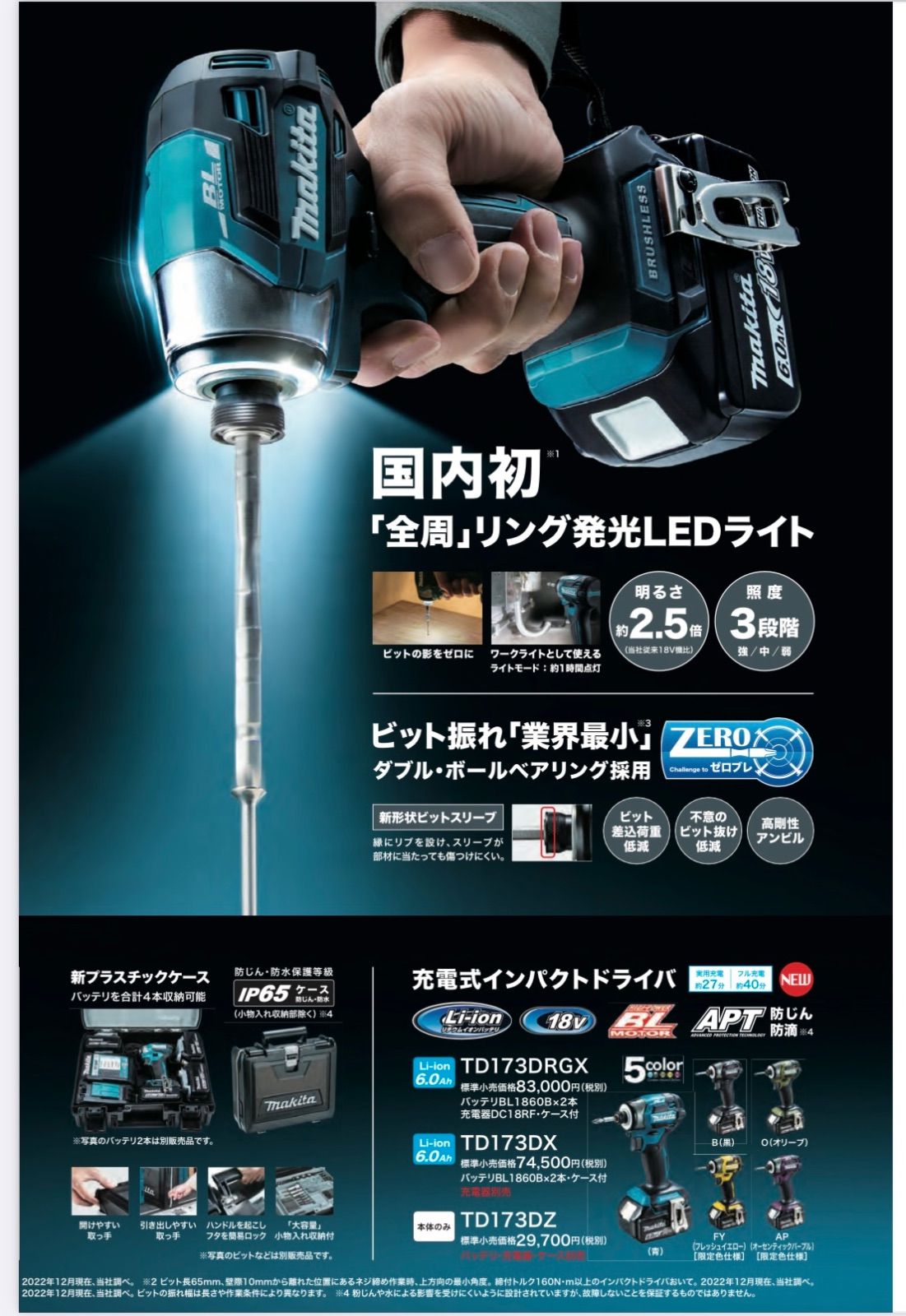 初回特典付 マキタ インパクトドライバ 18V 商品レビューを」 TD173