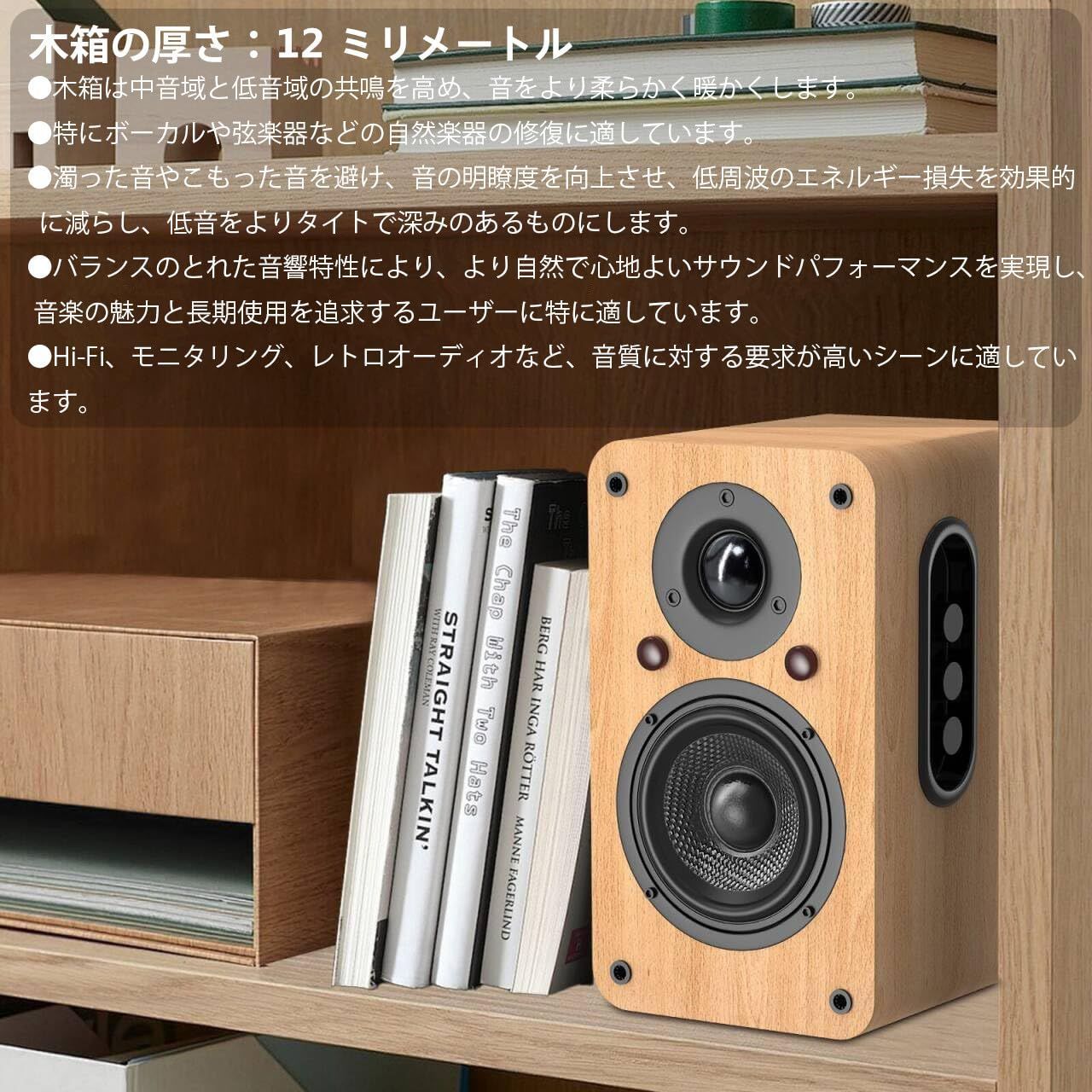 2台1組 100W 2ウェイブックシェルフスピーカー Bluetooth/USB入力/AUX