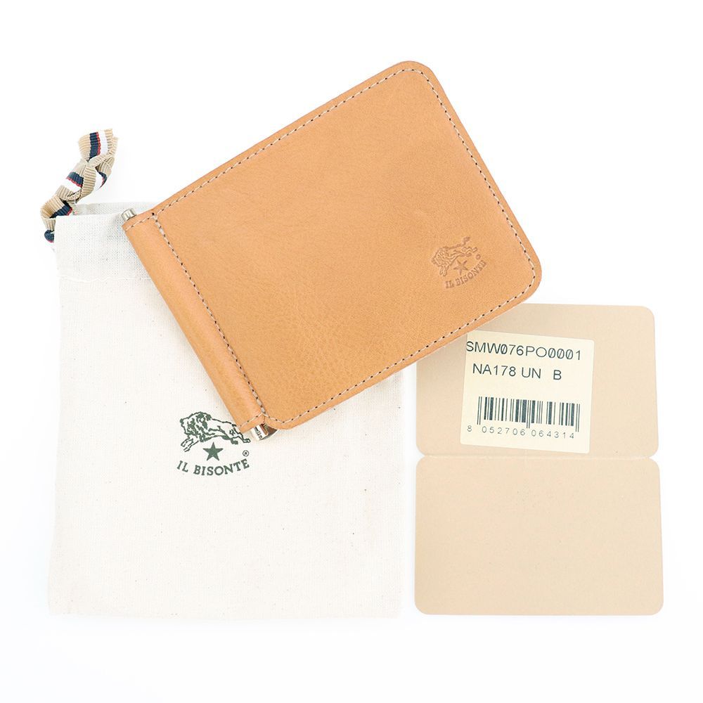 巾着　カード付きIL BISONTE イルビゾンテ　グリーン マネークリップ 巾着 カード付きIL BISONTE イルビゾンテ グリーン マネークリップ