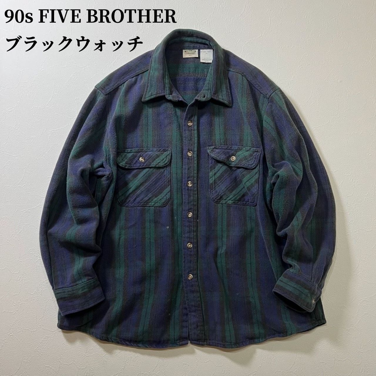 FIVE 90s FIVE BROTHER ネルシャツ ネイビー BROTHER ファイブブラザー