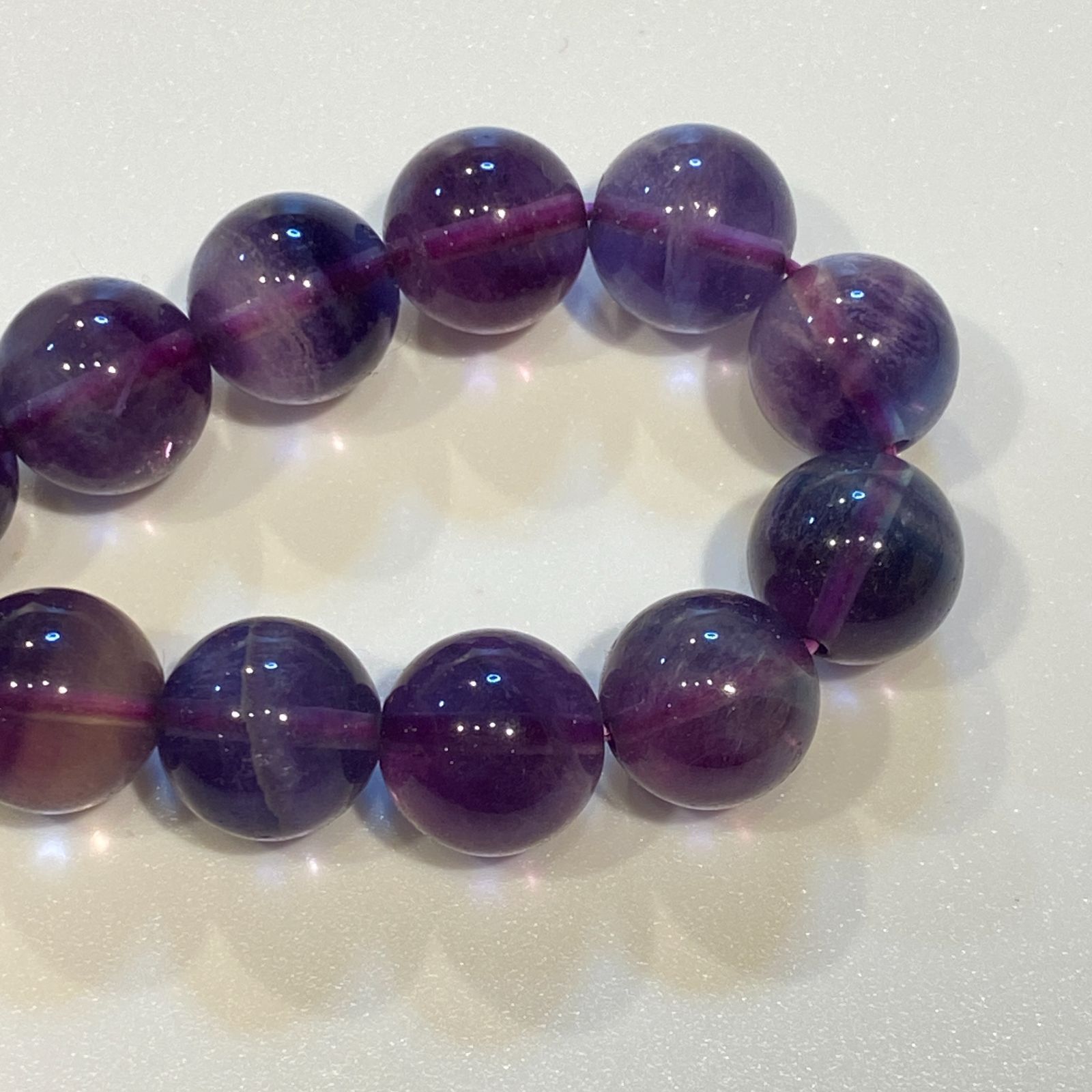 【BT283】10mm・パープルフローライト・ブレスレット