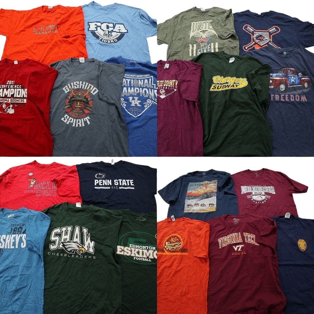 古着卸 mix プリント 半袖Tシャツ 20枚セット メンズ XL カレッジ風 チームロゴ ワンポイント 古着 NA0114