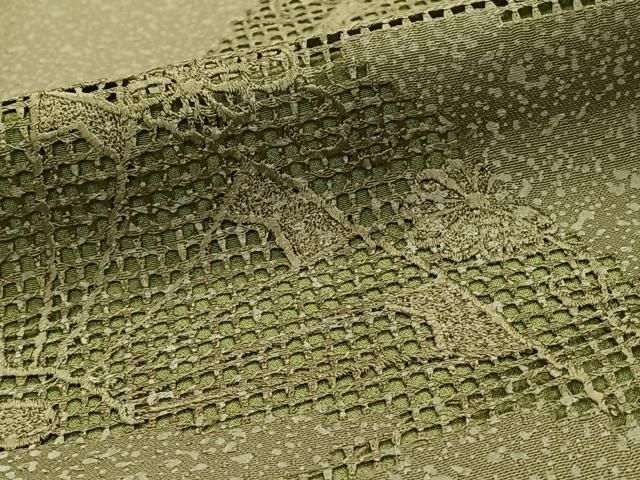 k*u様 中国三大刺繍 汕頭刺繍 色留袖 一つ紋 グリーン系 広衿 袷 着物翼- k*u様 中国三大刺繍 汕頭刺繍 色留袖 一つ紋 グリーン
