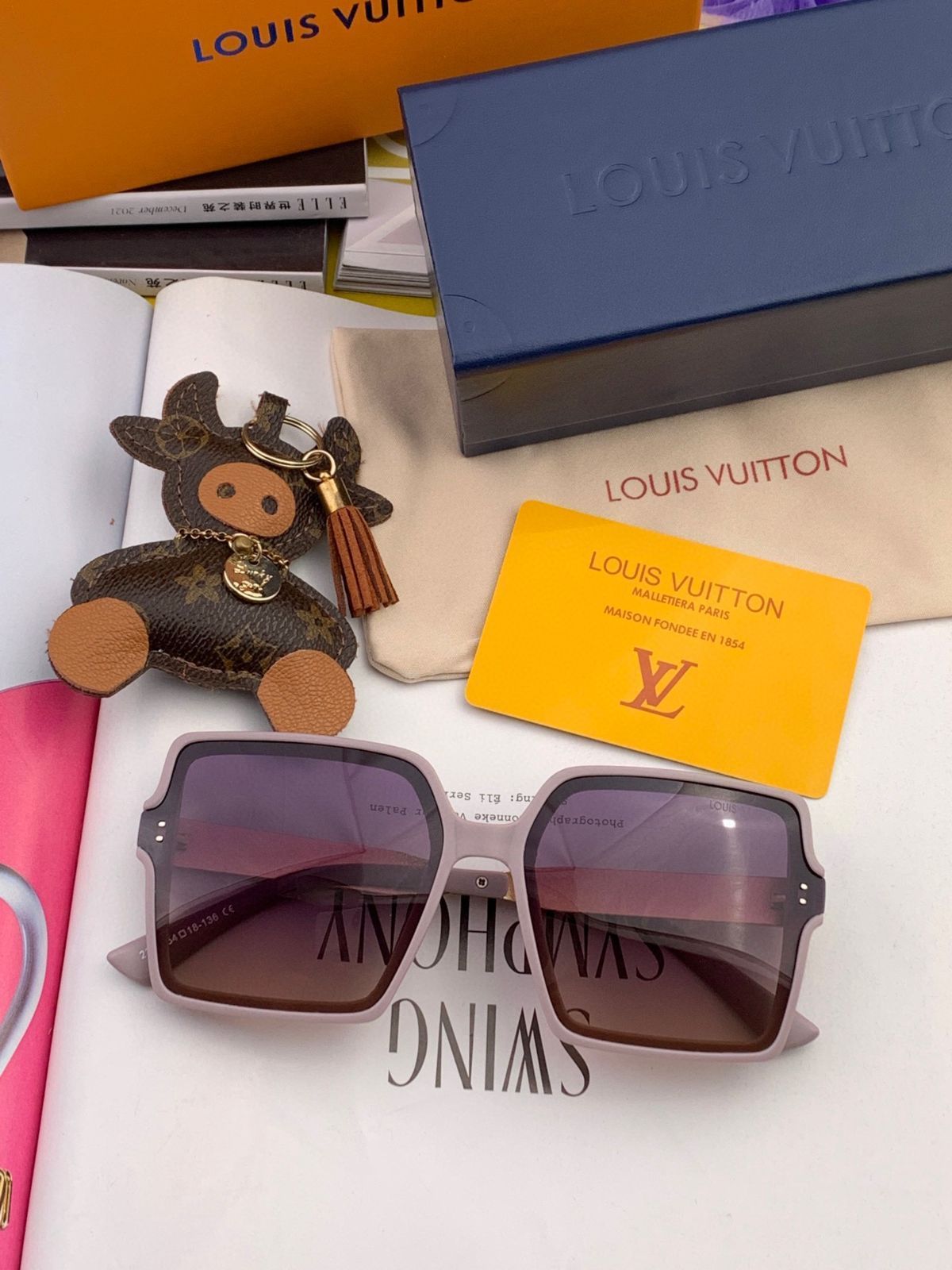 Louis Vuitton ブラウン 四角形 サングラス louis-vuitton--