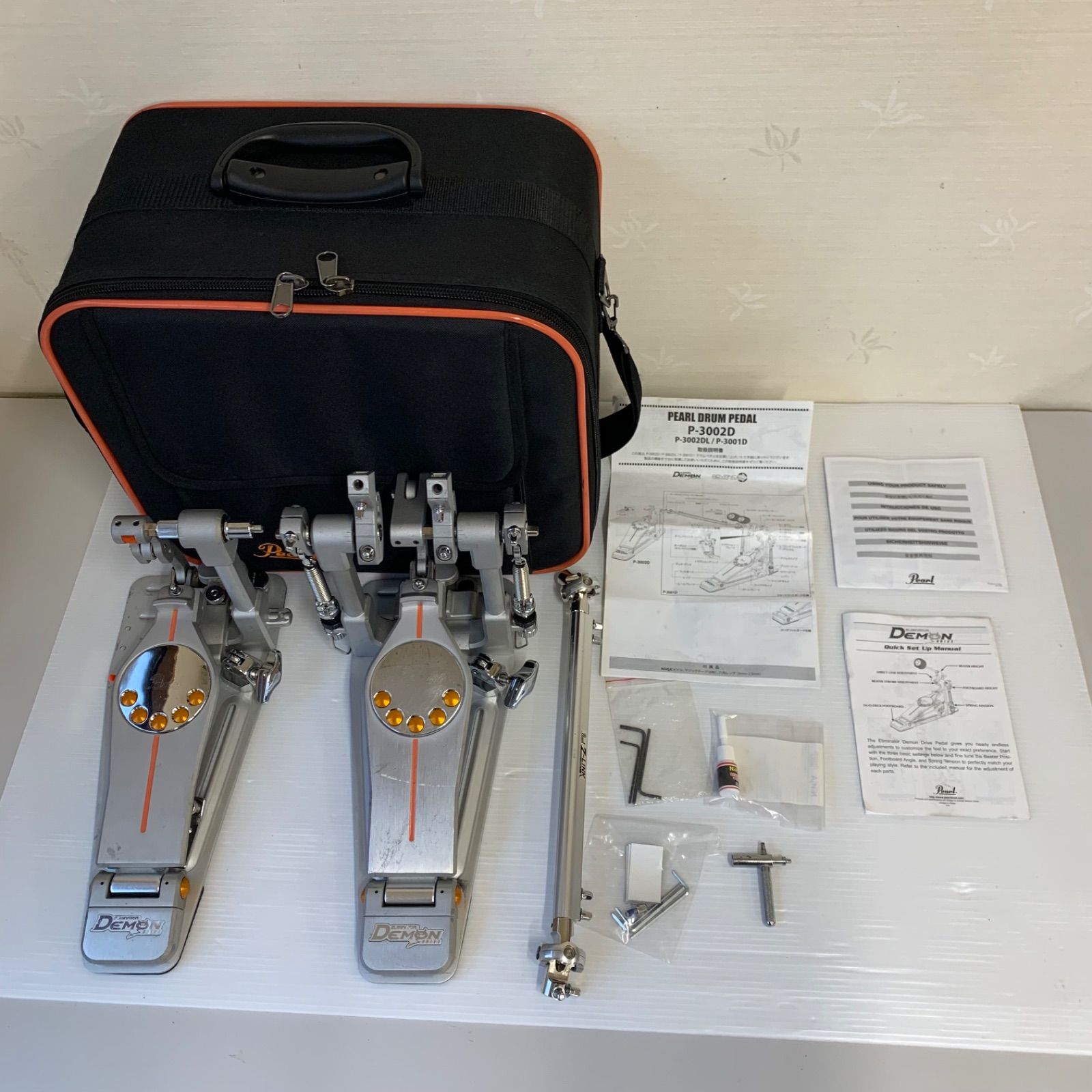 DEMON PEARL DRUM PEDAL P-3002D ツインペダルセット 取説 ケースアリ