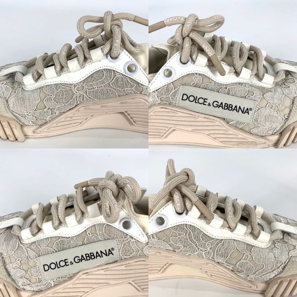 ドルチェアンドガッバーナ スニーカー レディース NS1 レース シューズ ステップダウンタイプ 靴 ドルガバ DOLCE&GABBANA  CK1754AX372 レザー ベージュ 人気【中古品】