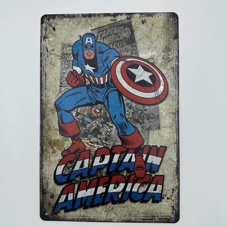 ブリキ看板　キャプテンアメリカ　アメコミ　マーベル 新品 キャプテンアメリカ ブリキ看板 MARVEL アメコミ インテリア レトロ