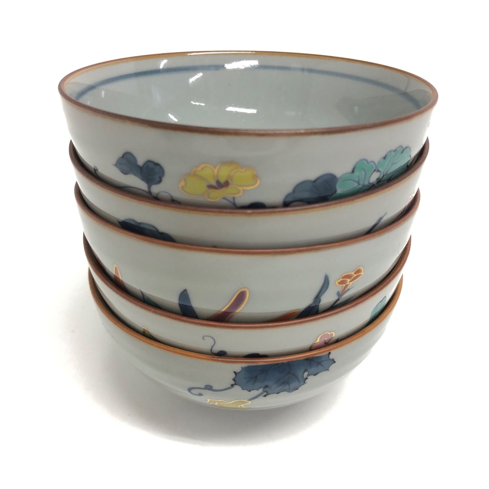 有田焼 茶碗蒸し 器 5客セット 湯呑み 蒸し碗 蒸し器 色絵 絵柄