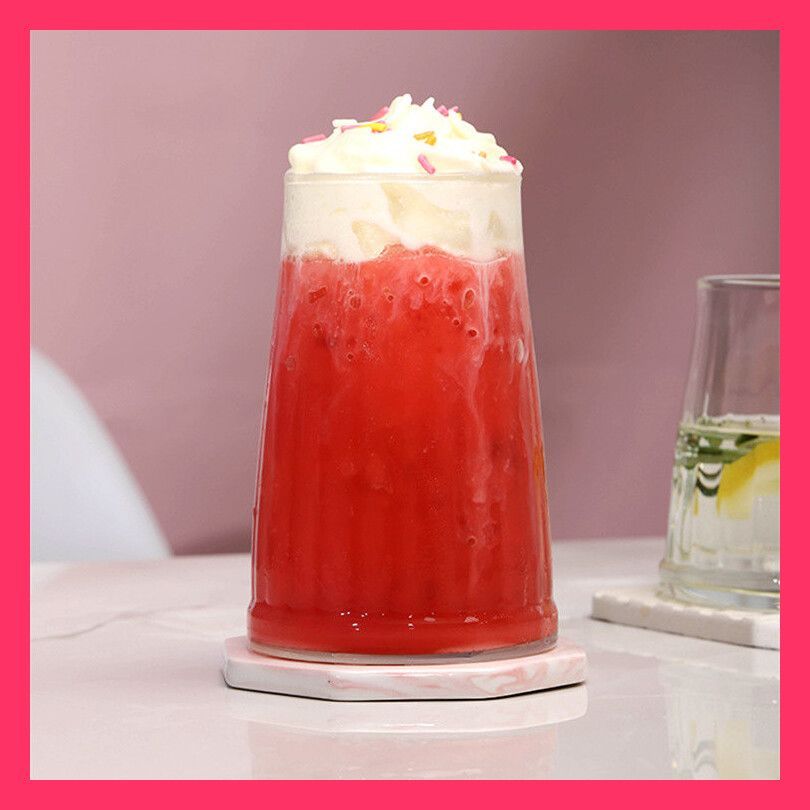 アイスクリームカップ カジュアル ストライプ ガラス ドリンク