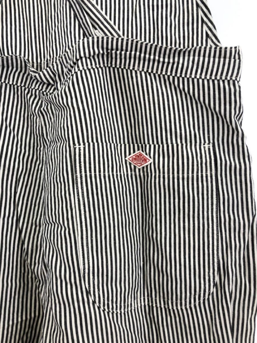 DANTON ダントン リネン混 ストライプ サロペット size36/グレー系 DANTON ダントン リネン混 ストライプ サロペット