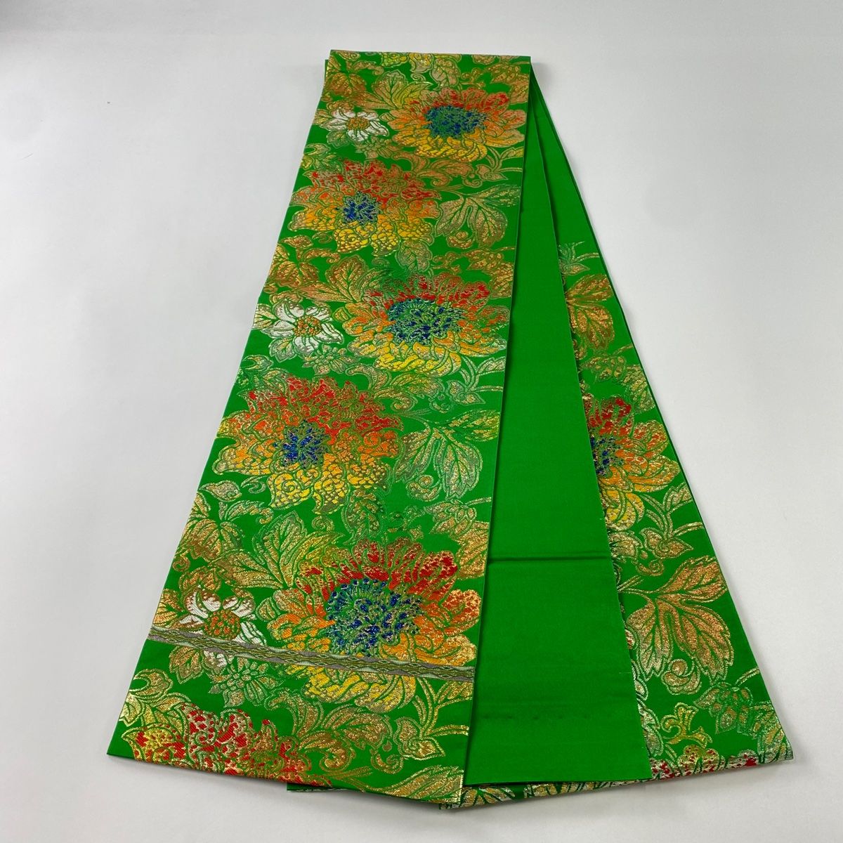 【未使用品】袋帯　引箔　牡丹　六通　緑色 袋帯 美品 名品 牡丹 箔 黄緑色 六通 正絹 【中古】 - メルカリ