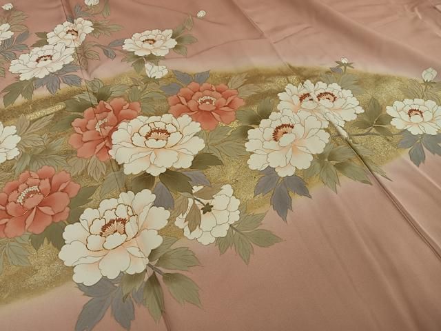 平和屋着物□訪問着 駒刺繍 枝花文 暈し染め 金彩 正絹 逸品  