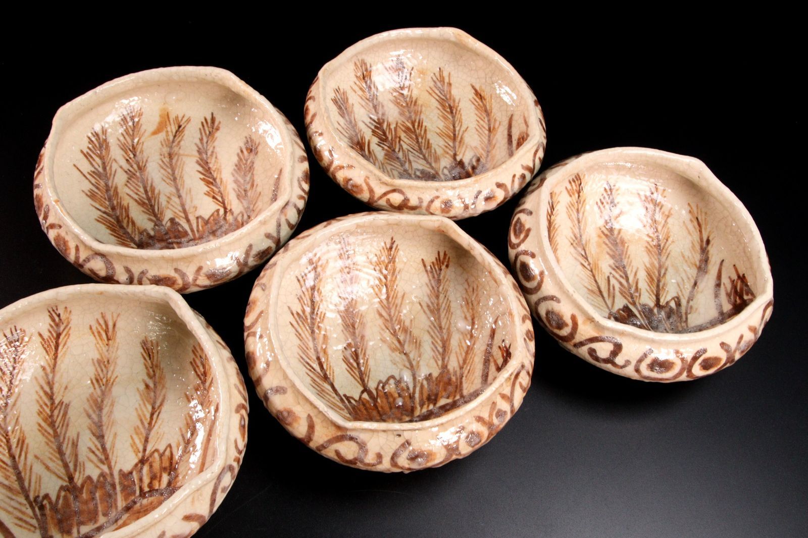 北大路魯山人 志野向付 5客 17cm 菊田清年識箱 唐物 骨董 古美術 楾