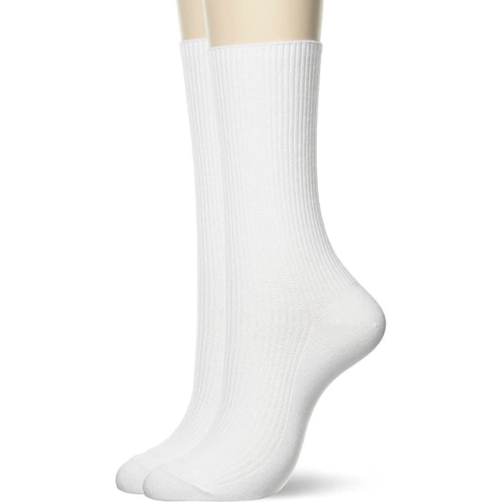 レディース 2足組 消臭 抗菌防臭 リブ編み 白 22-24 cm サポート ソックス 靴下 グンゼ