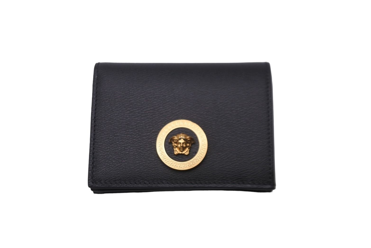極美品 VERSACE ヴェルサーチ 二つ折り財布 レザー ブラック