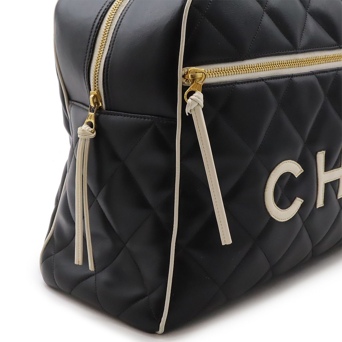 CHANEL シャネル マトラッセ ロゴ ボーリングバッグ ボストンバッグ 