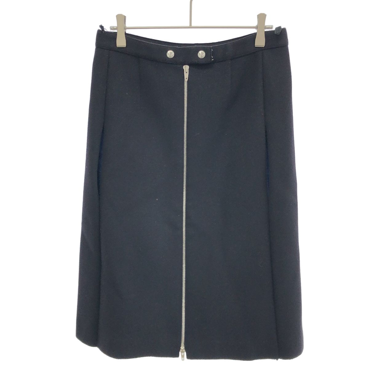 CELINE by Phoebe Philo セリーヌ フィービーファイロ フェルトウールフロントジップスカート 2 2H42|4318 ネイビー 36