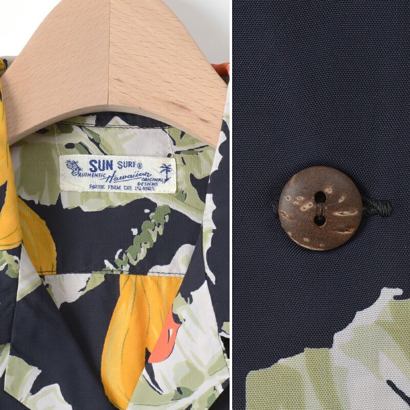 サンサーフ デッドストック 新品 SS36023 フィラメントレーヨン100％ BANANA LEAVES ＆ FLOWERS サイズXS ブラック 日本製 #fz0099