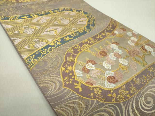 平和屋着物○皇室献上作家 北出与三郎 六通柄 本袋帯 唐織 流水花菱文