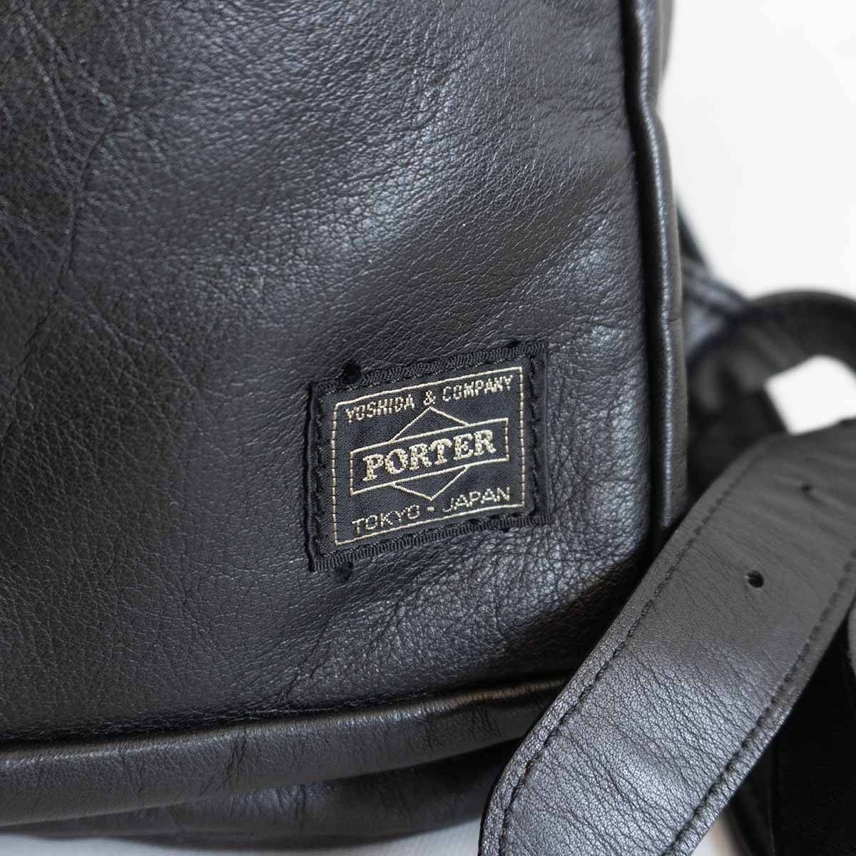 美品】PORTER 【CORTINA レザー リュック】ポーター ブラック