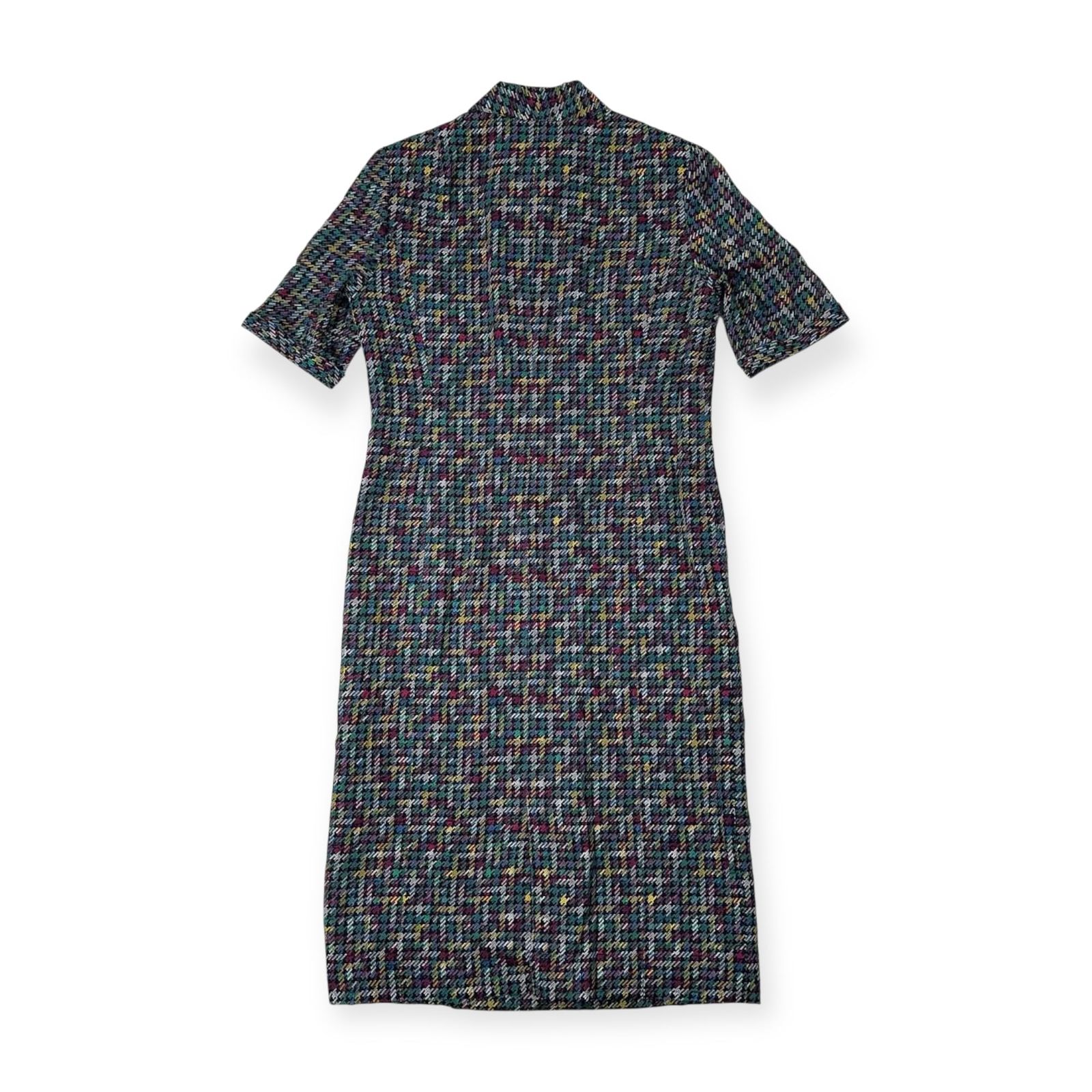 Leilian レリアン 千鳥格子風 マルチ チェック 半袖 ロング ワンピース