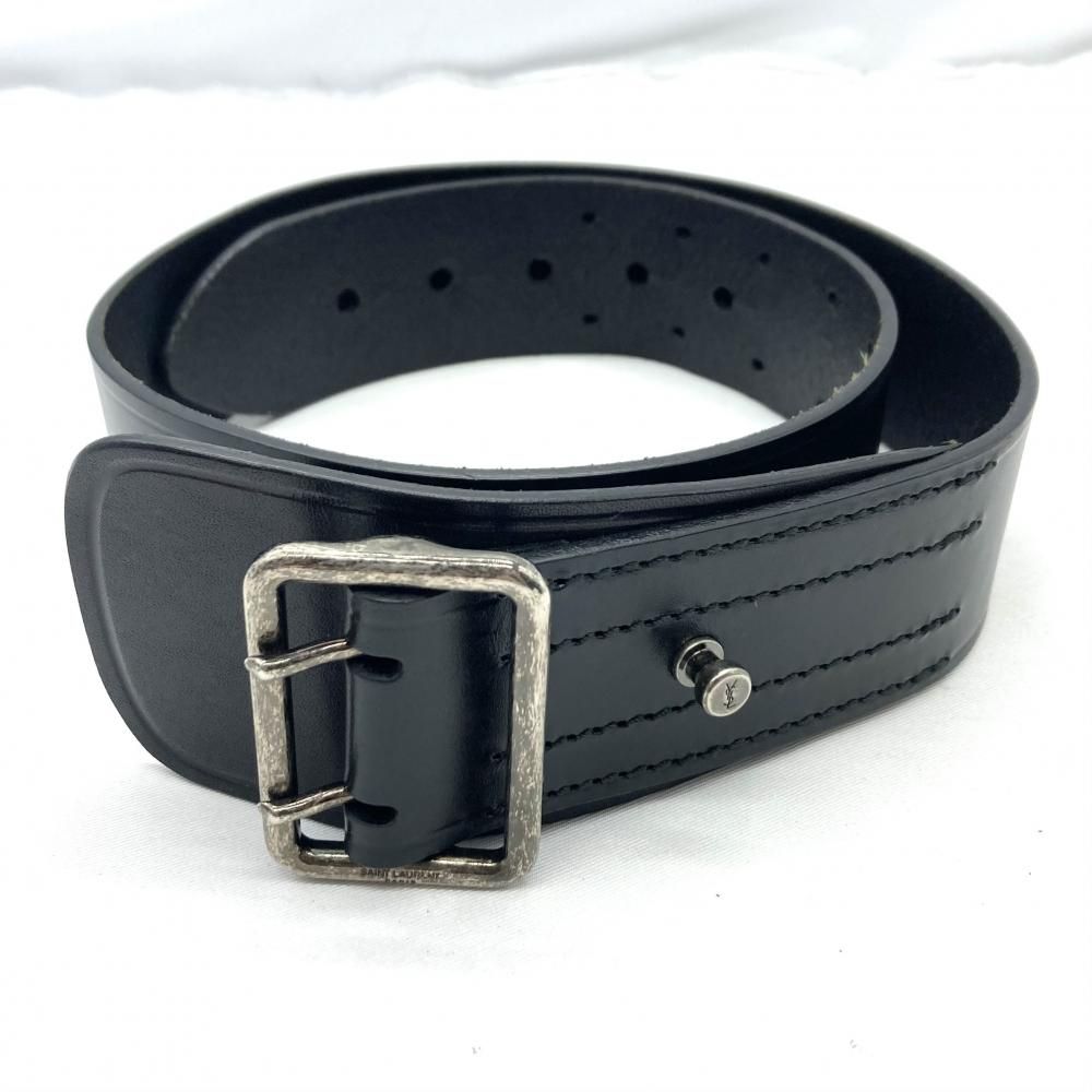 中古】Yves Saint Laurent レザーベルト イヴサンローラン ブラック[19