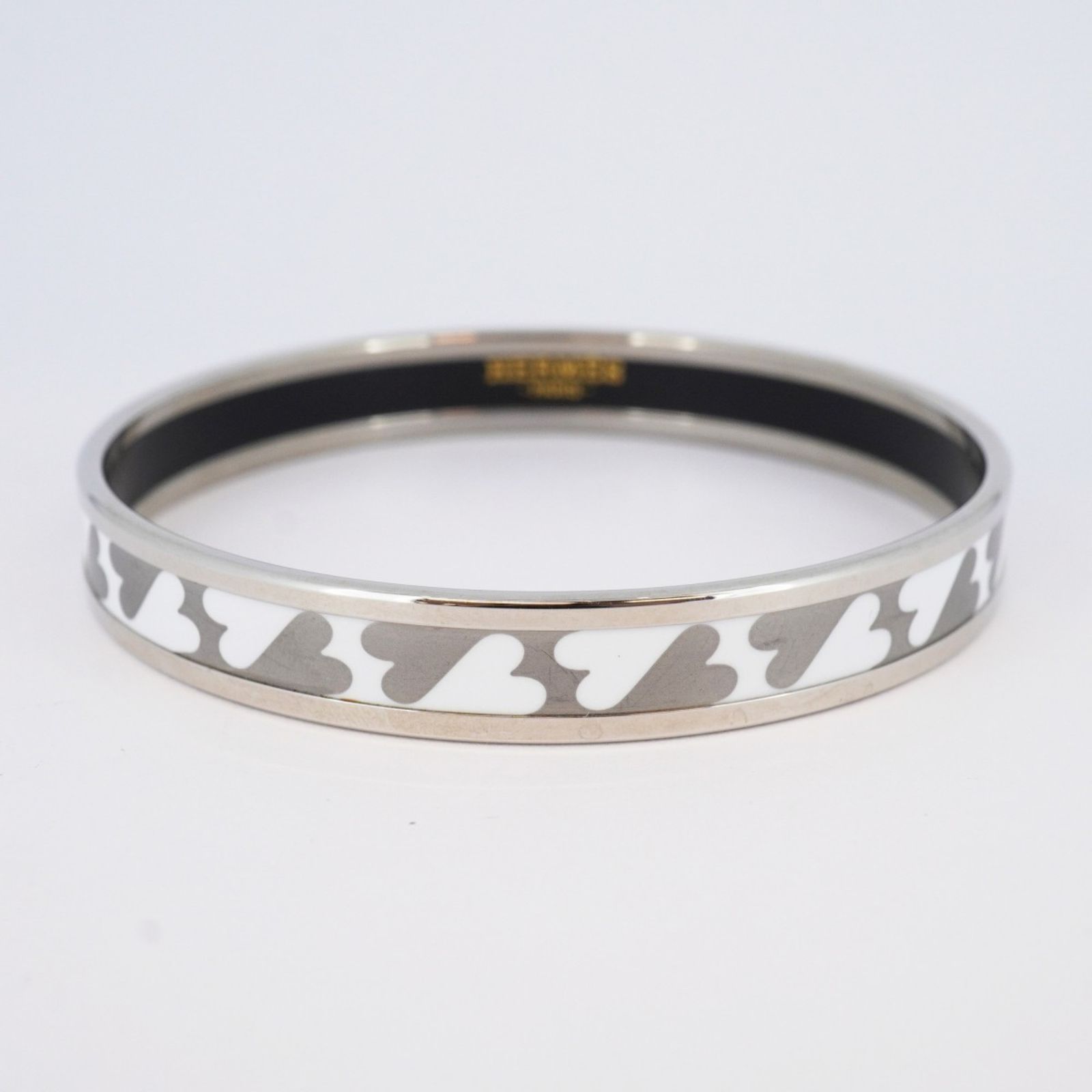 エルメス エマイユPM カレーシュ バングル ホワイト シルバー メタル