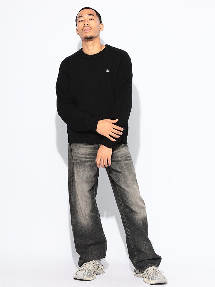 CELINE (セリーヌ) カシミヤ混 ワンポイント クルーネック ニット