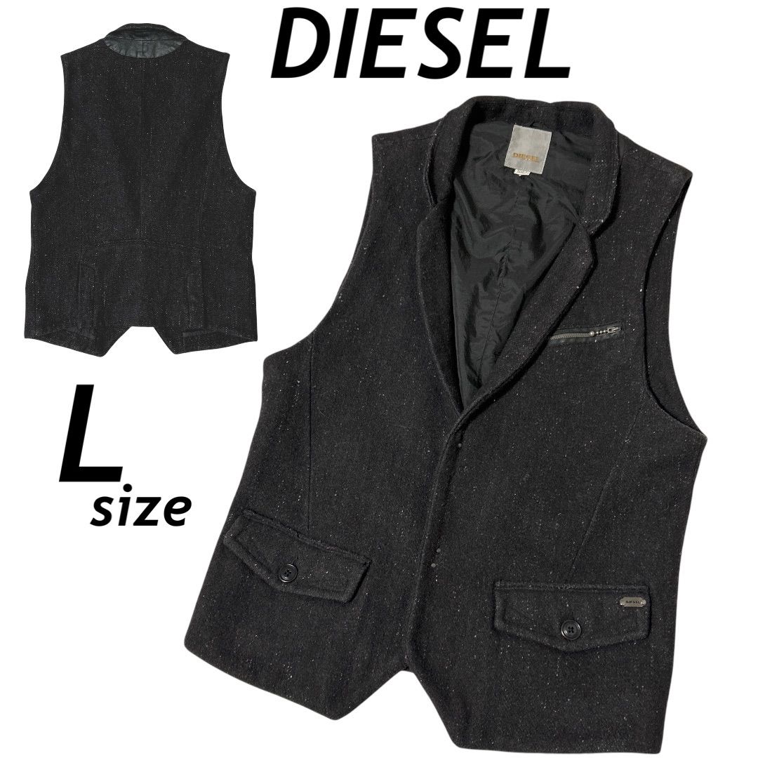 DIESEL ディーゼル メンズ ベスト L 毛 ウール テーラード RN 93243 CA 